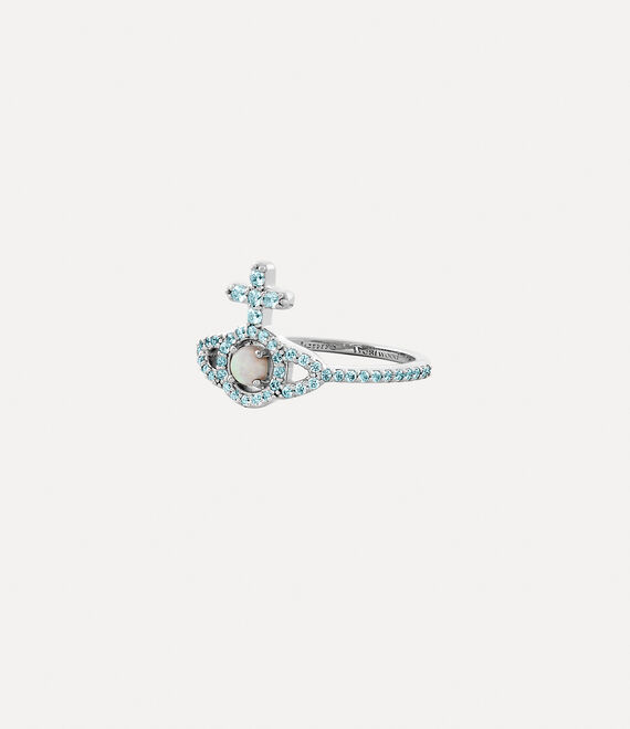 Vivienne Westwood Olympia Ring Platinum / Turquoise Cz / White Synthetic Opa | 659813VPF