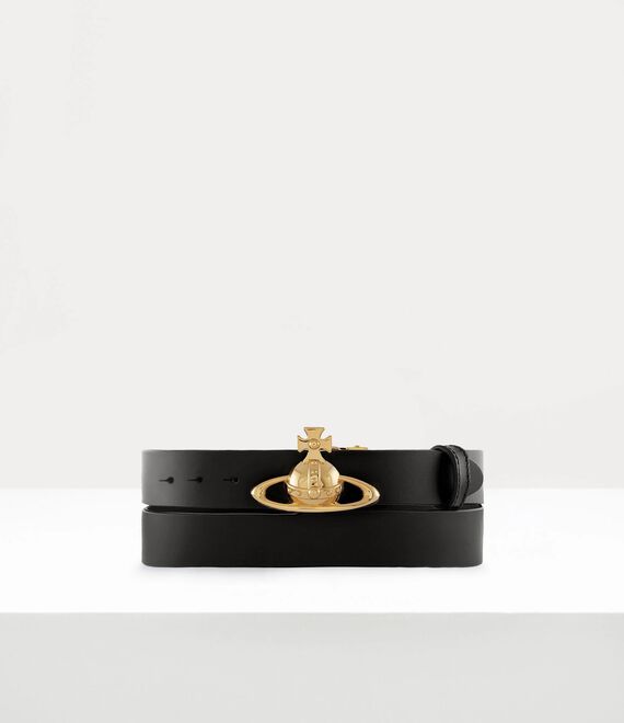 Vivienne Westwood Orb Buckle Belt / Light Gold Black | 537249OLU