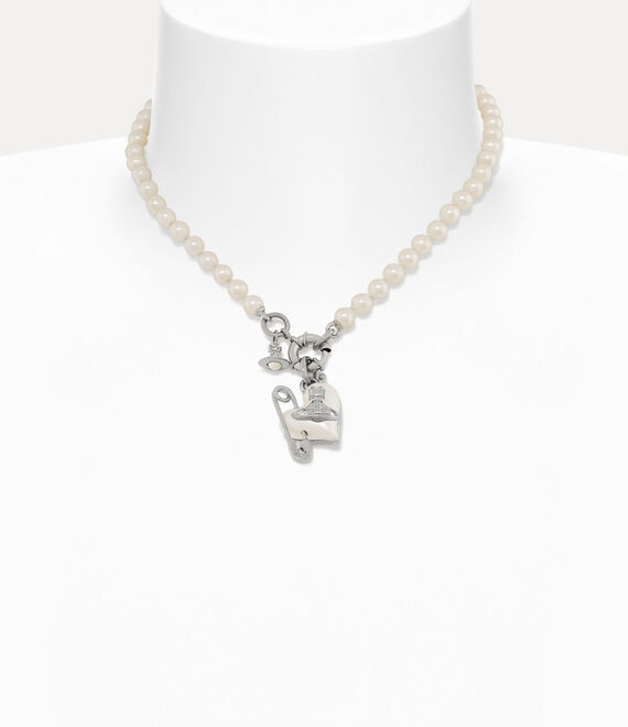 Vivienne Westwood Orietta Pearl Necklace Platinum / Creamrose Pearl | 152360JXI