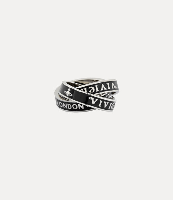 Vivienne Westwood Percy Ring Platinum / Black Enamel | 867139VHW