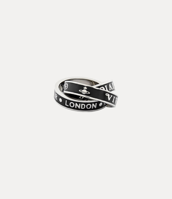 Vivienne Westwood Percy Ring Platinum / Black Enamel | 867139VHW