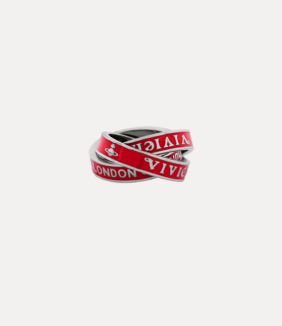 Vivienne Westwood Percy Ring Platinum / Red Enamel | 604273JWZ