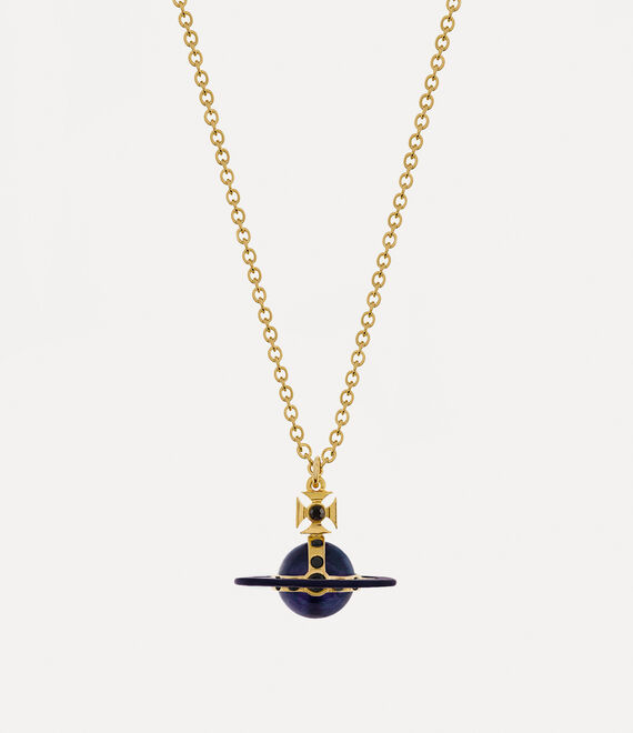 Vivienne Westwood Petite Original Orb Pendant Necklace Gold/Dark Purple,Opaque Jet Enamel/Berry Blue | 230816XKL