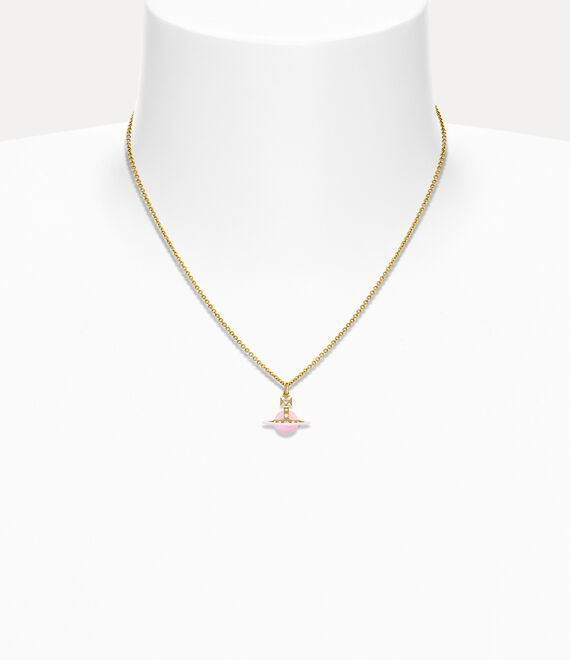 Vivienne Westwood Petite Original Orb Pendant Necklace Gold/Pale Pink,Opaque White Enamel/Milky Pink | 641950QDS