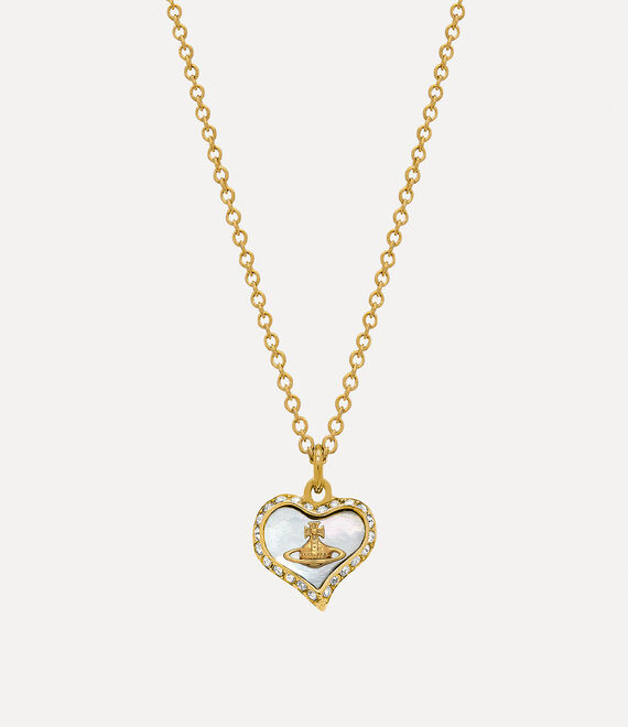 Vivienne Westwood Petra Pendant Necklace Gold / White Pearl Tint Mop / White Crystal | 975430UWC