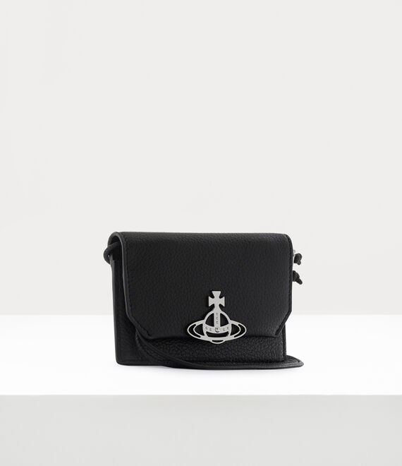 Vivienne Westwood Re-vegan Grain Card Holder Strap Black | 724593BFT