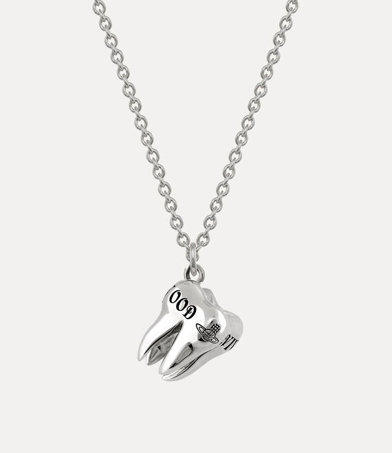 Vivienne Westwood Rima Pendant Necklace Platinum / Black Enamel / Black Patina | 804719YUP