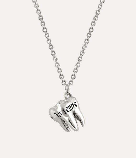 Vivienne Westwood Rima Pendant Necklace Platinum / Black Enamel / Black Patina | 594072MXA