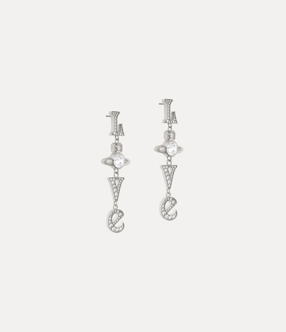 Vivienne Westwood Roderica Long Earrings Platinum / White Cz | 495871DTY