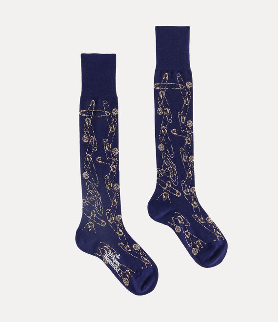 Vivienne Westwood Safety Pin High Sock Navy Blue | 508463AHN