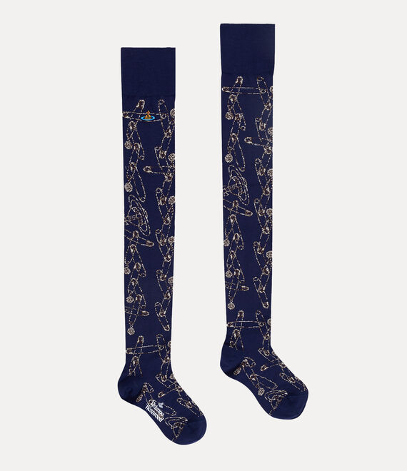 Vivienne Westwood Safety Pin Over The Knee Socks Navy Blue | 970314ZIG