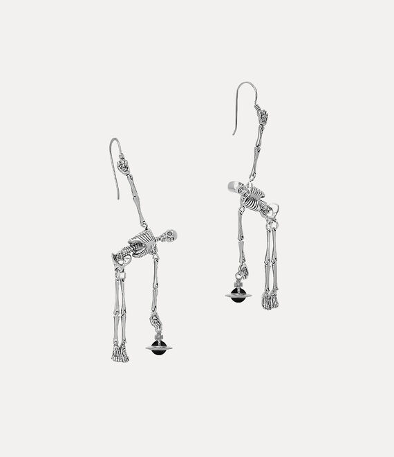 Vivienne Westwood Skeleton Earrings Palladium Black | 164302BLU