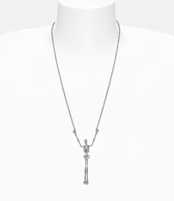 Vivienne Westwood Skeleton Long Necklace Palladium Black | 675089ZCQ