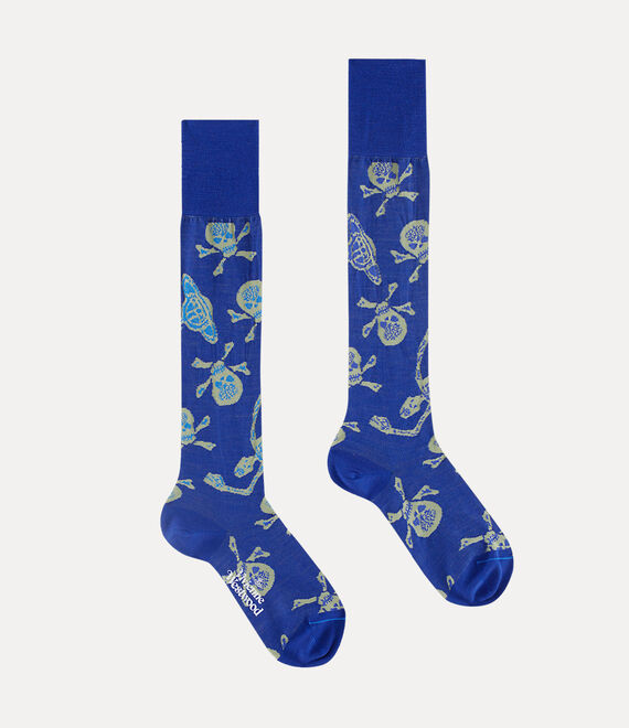 Vivienne Westwood Skull High Sock Blue | 864297UBX