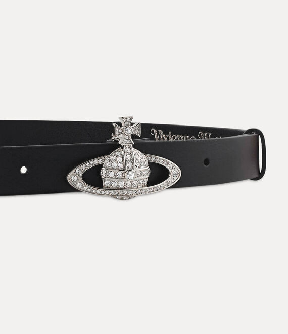 Vivienne Westwood Small Bas Relief Belt Platinum/Black | 913470PJZ