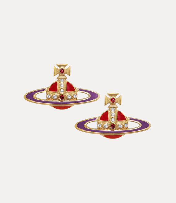 Vivienne Westwood Small Neo Bas Relief Earrings Gold/Siam,Crystal Crystal/Purple | 085326MCT