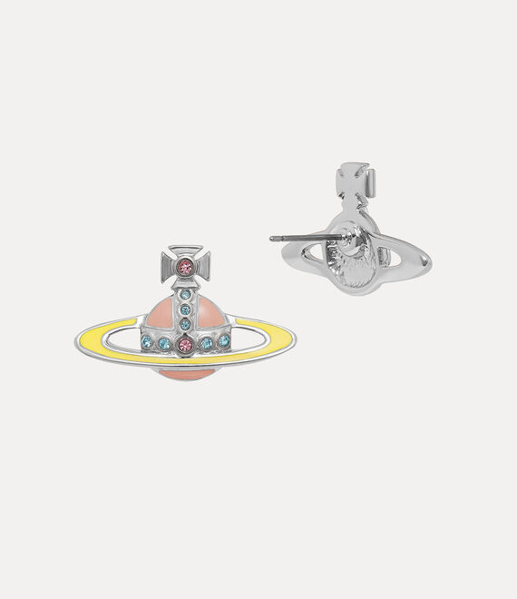 Vivienne Westwood Small Neo Bas Relief Earrings Platinum/Light Rose,Aquamarine Crystal/Light | 742395RZO