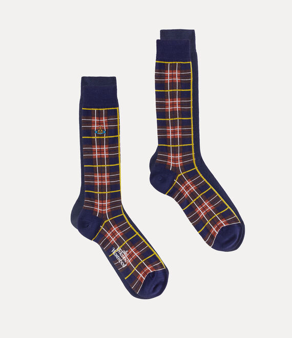 Vivienne Westwood Tartan Sock Navy Blue | 087936BKG