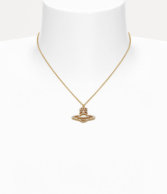 Vivienne Westwood Trudy Pendant Necklace Gold / White Cz | 436509XRY