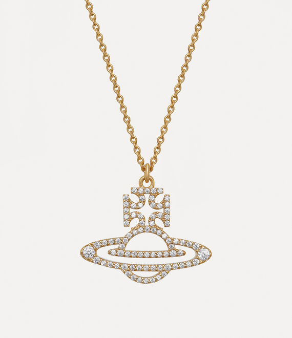 Vivienne Westwood Trudy Pendant Necklace Gold / White Cz | 436509XRY