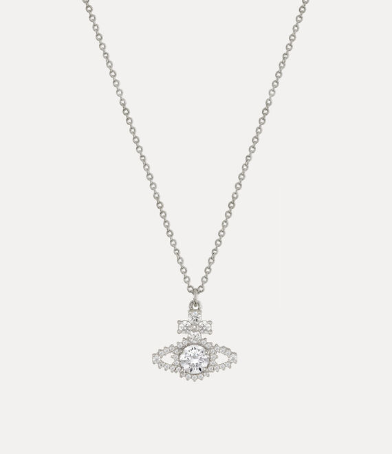 Vivienne Westwood Valentina Orb Pendant Necklace Platinum / White Cz | 507869BLQ