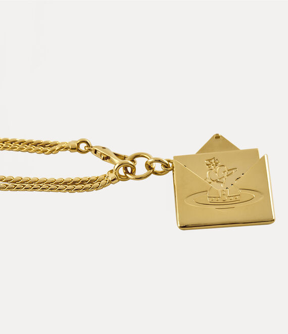 Vivienne Westwood Valentine's Envelope Necklace Gold / Black | 986734NFP