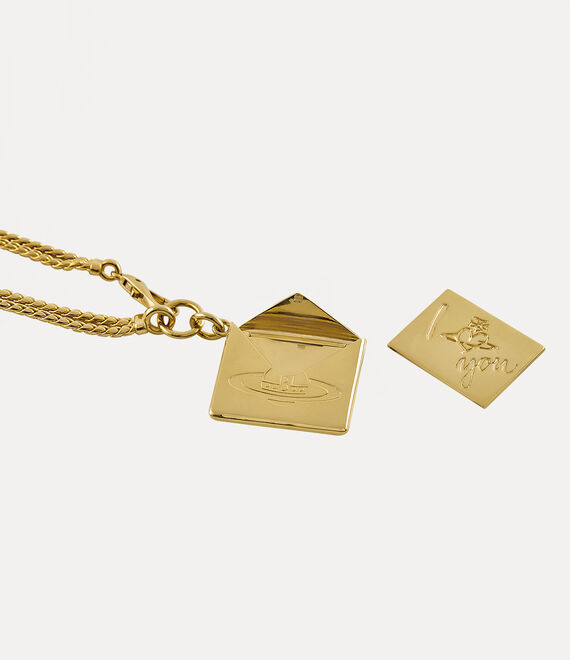 Vivienne Westwood Valentine's Envelope Necklace Gold / Black | 986734NFP