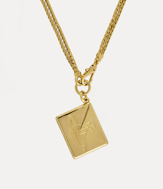 Vivienne Westwood Valentine\'s Envelope Necklace Gold / Black | 986734NFP