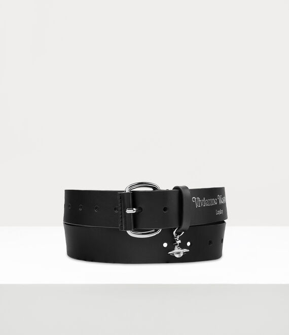 Vivienne Westwood Wide Alex Charm Belt Black - Silver Hw | 915386LMT